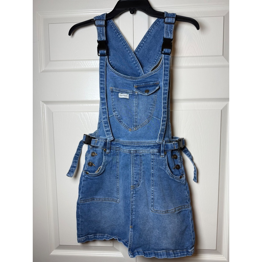 The Mumsie Bella Denim Maternity Babywearing Pinafore Dress XS Medium Wash Skirt